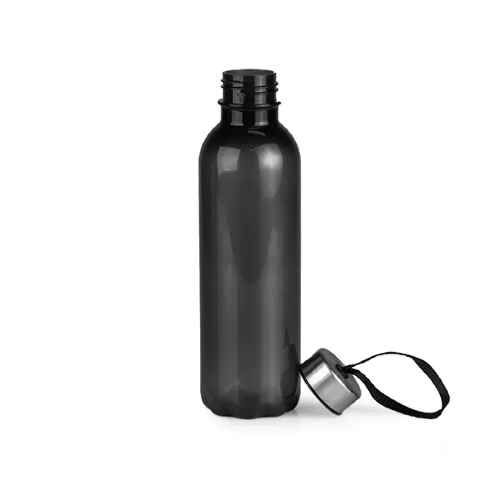 GARRAFA PLÁSTICA PRETA COM TAMPA EM INOX - 600ML-IP-01621-PRE