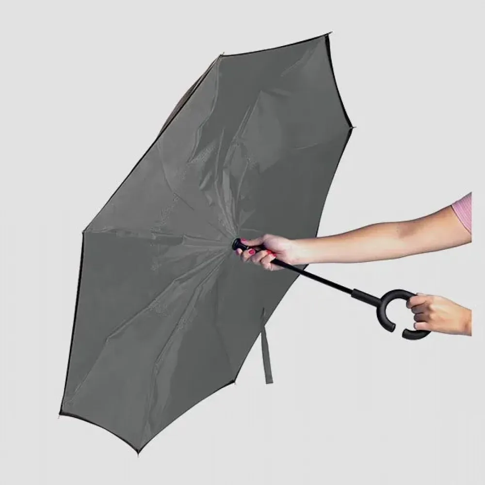 GUARDA-CHUVA INVERTIDO - CINZA - 108 CM