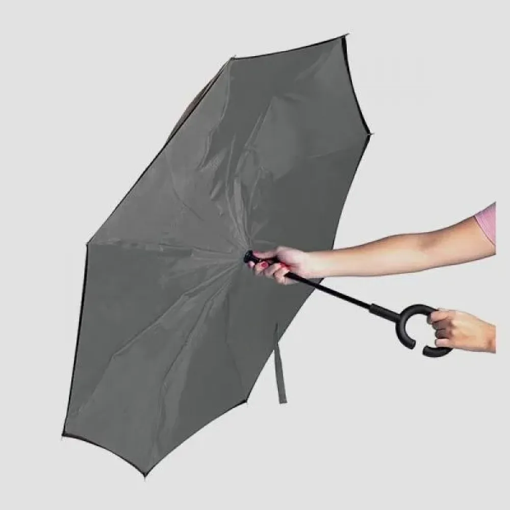 GUARDA-CHUVA INVERTIDO - CINZA - 108 CM