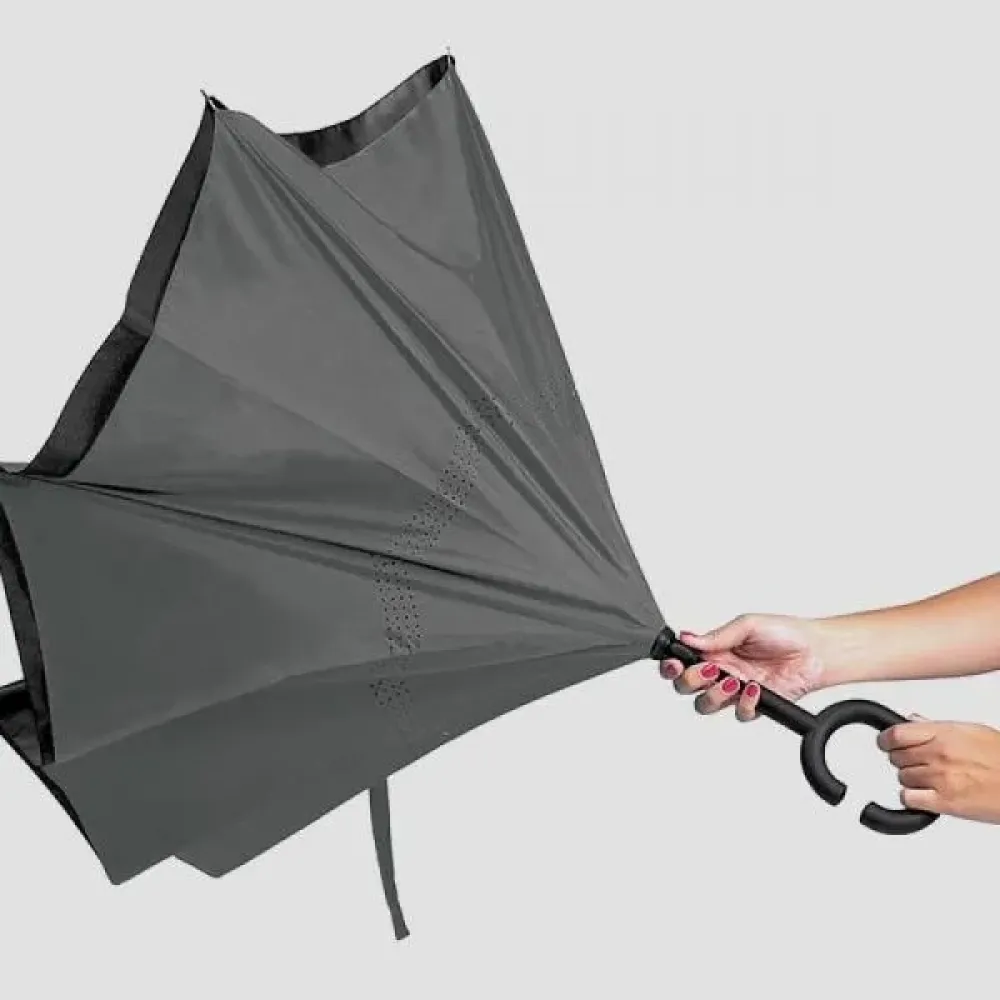 GUARDA-CHUVA INVERTIDO - CINZA - 108 CM