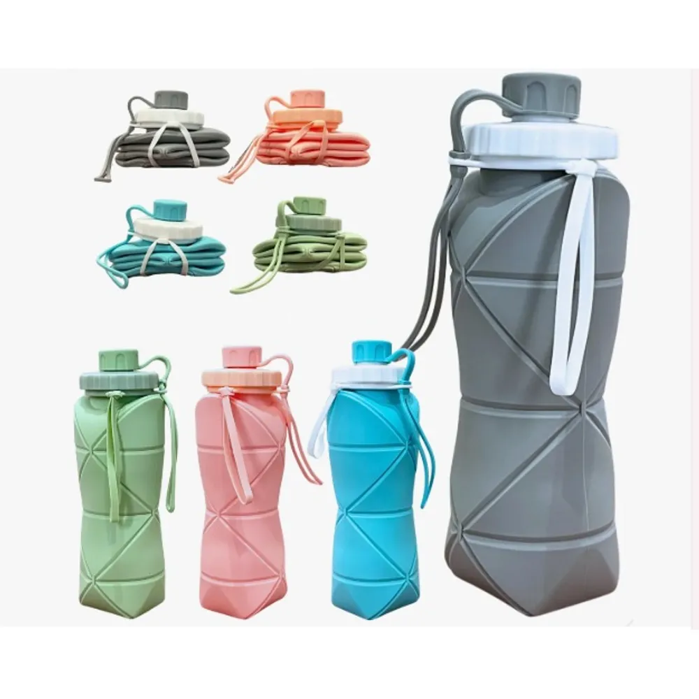 Garrafa De Água Silicone Dobrável Retrátil E Ecológico 600ml