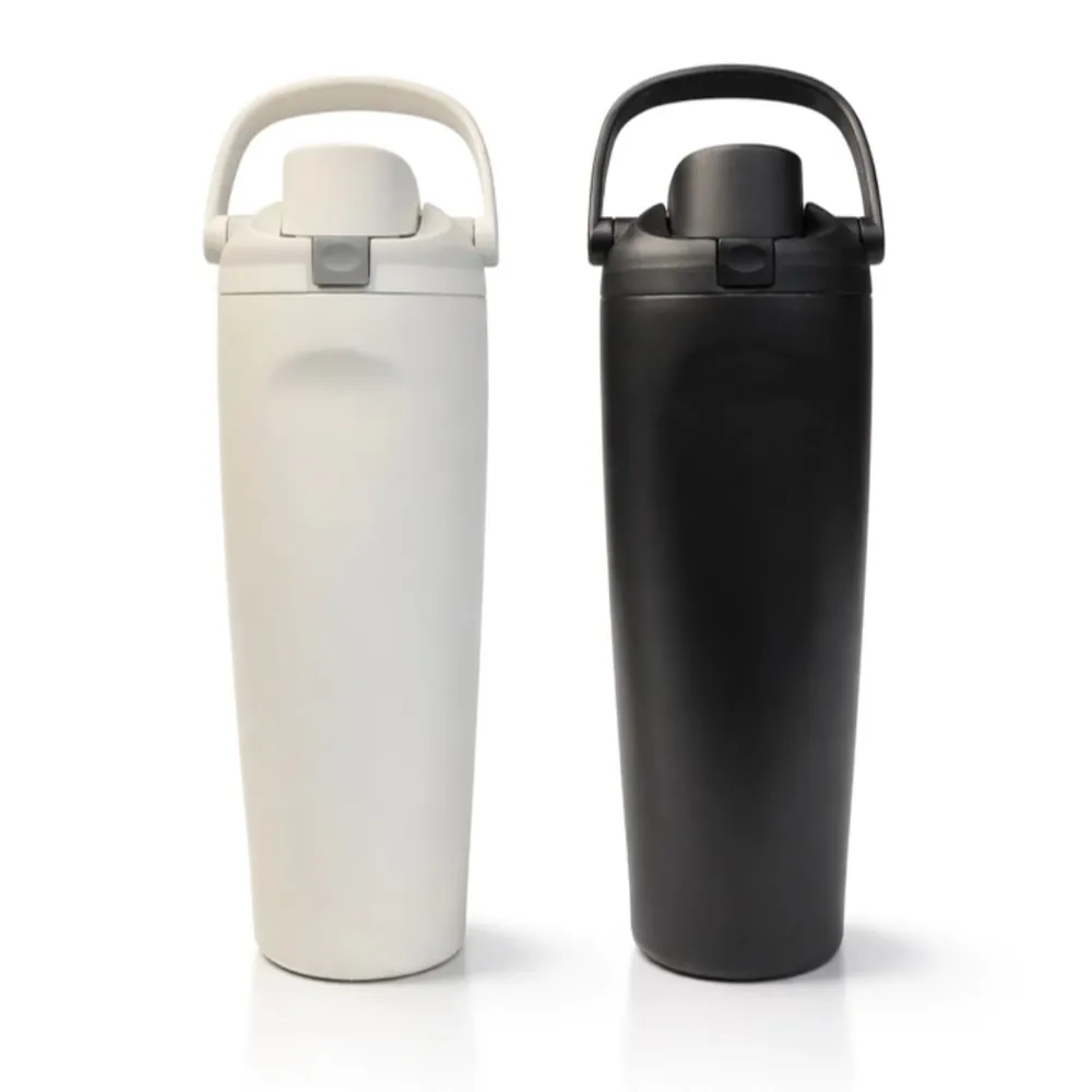 Garrafa termica Inox 900ml com alca, trava, anti-vazamento e 2 formas de beber