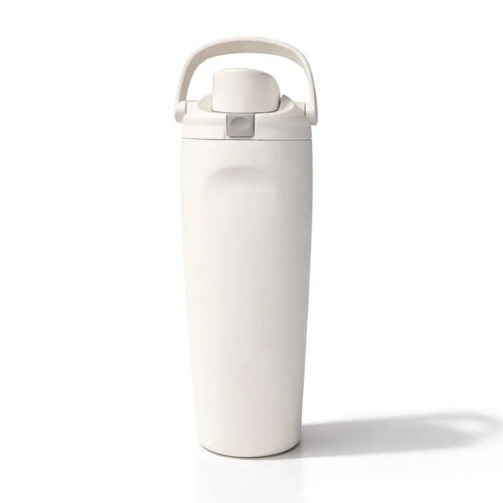 Garrafa termica Inox 900ml com alca, trava, anti-vazamento e 2 formas de beber