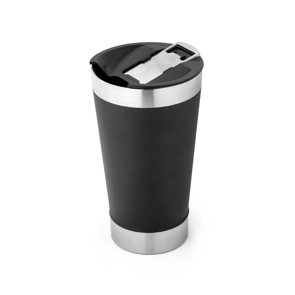 HALPERT LID. Copo de viagem em aço inox térmico, com parede dupla isolada a vácuo 630 mL