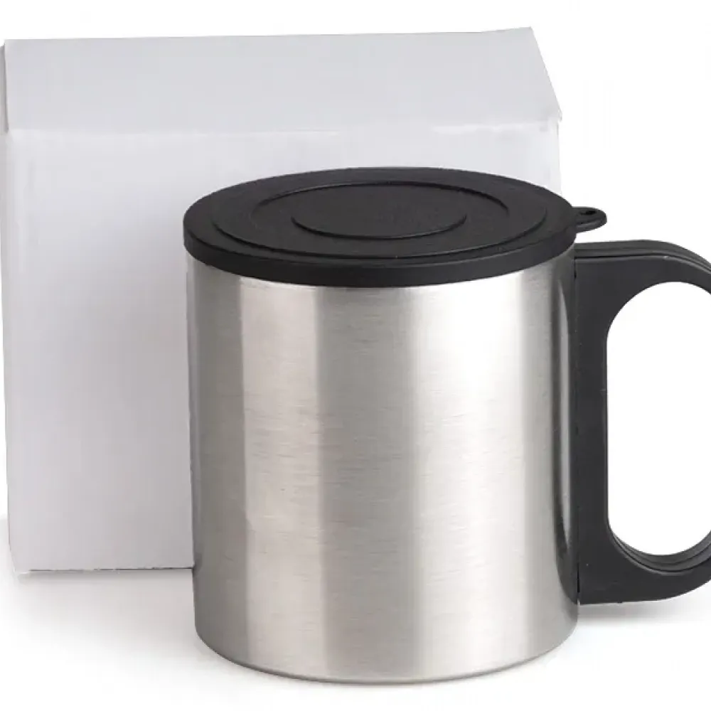 CANECA EM AÇO INOX COM TAMPA - 180 ML-IC-00211