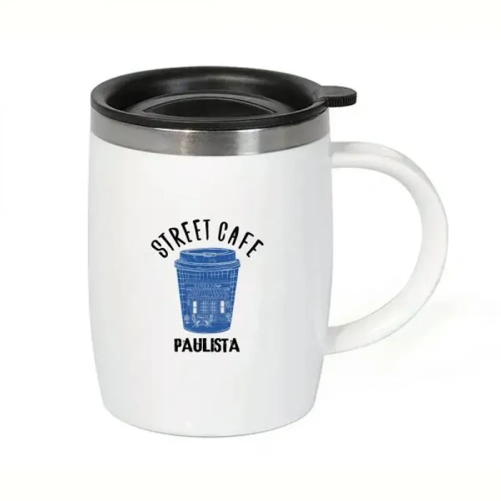 CANECA EM AÇO INOX / POLIESTIRENO - 400 ML