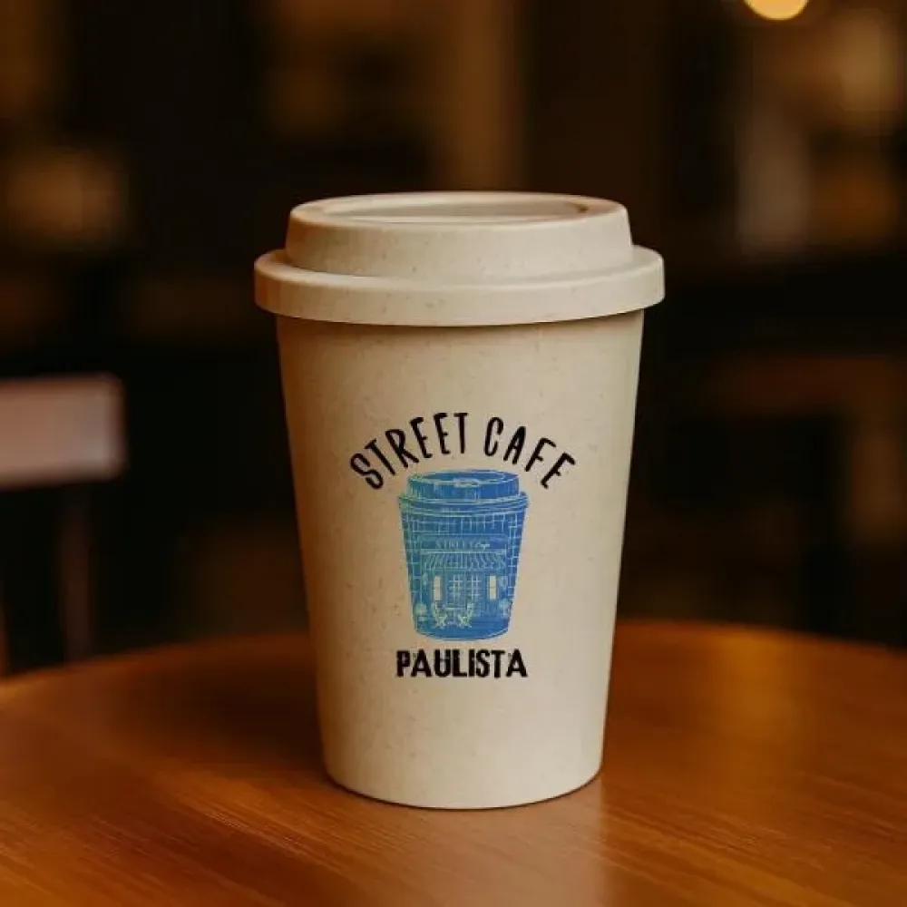 COPO EM FIBRA DE BAMBU COM TAMPA - 450ML