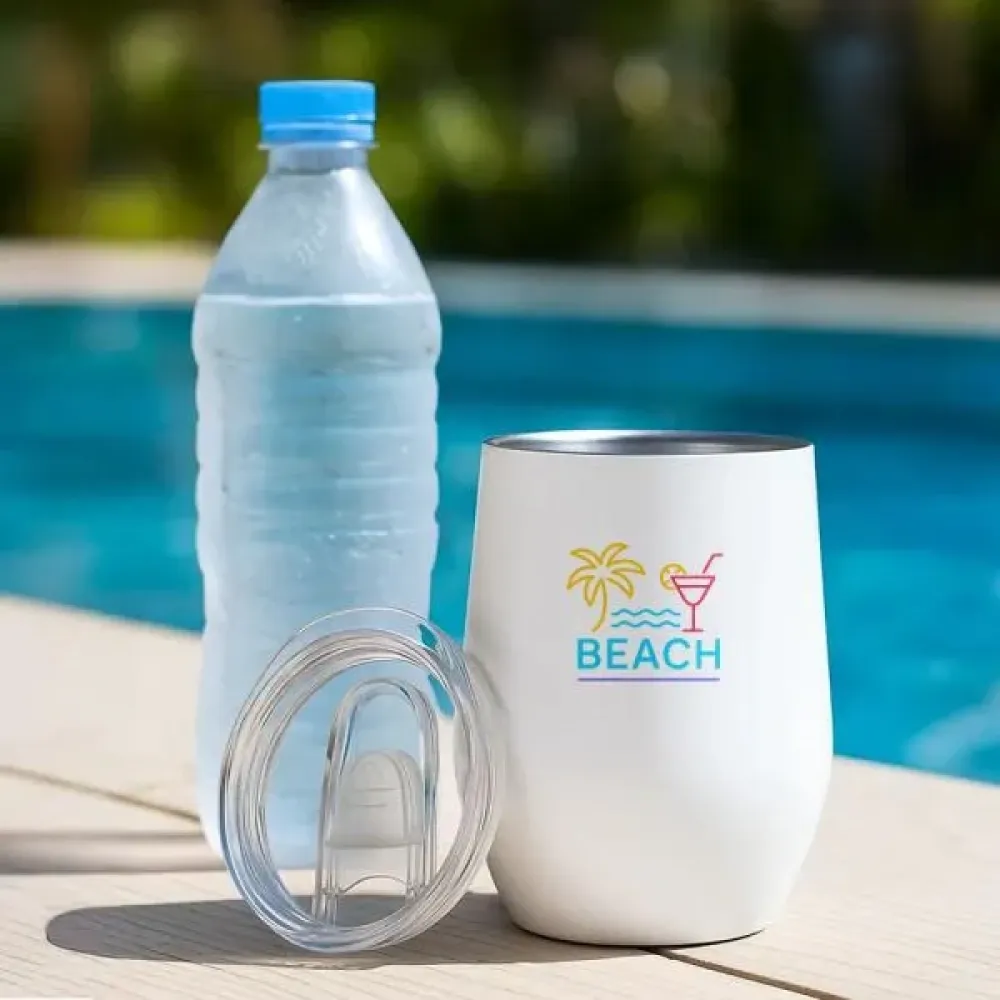 COPO TÉRMICO C/ TAMPA - BRANCO - 340 ML