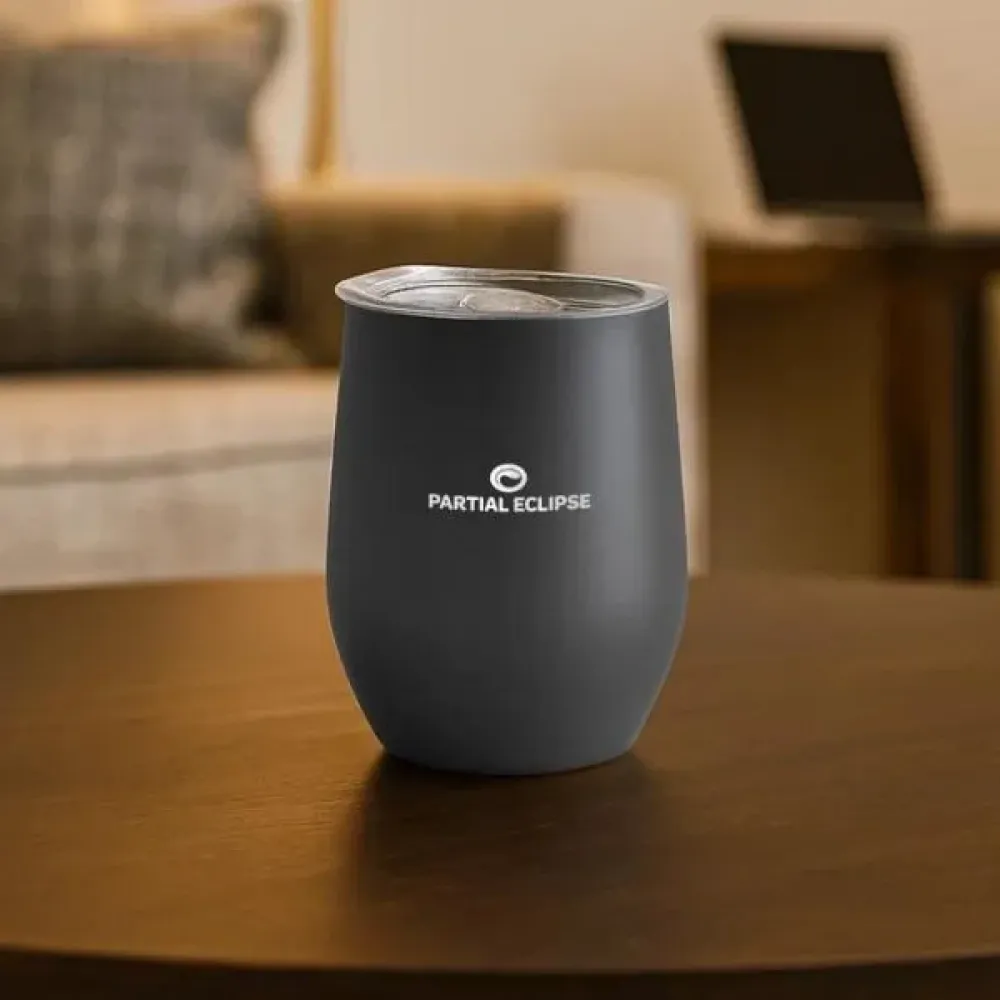 COPO TÉRMICO C/ TAMPA - CINZA - 340 ML