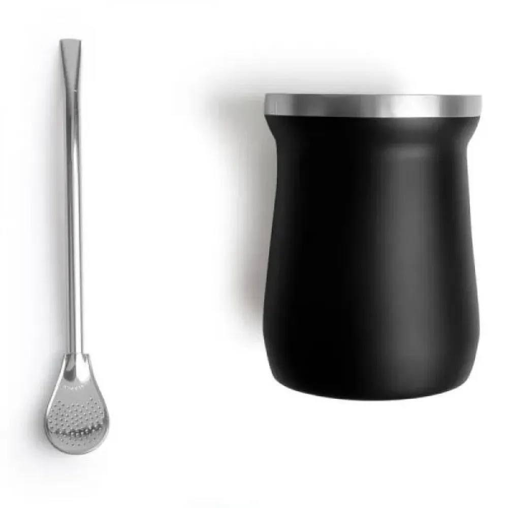 CUIA TÉRMICA EM AÇO INOX COM BOMBA - PRETO - 300ML