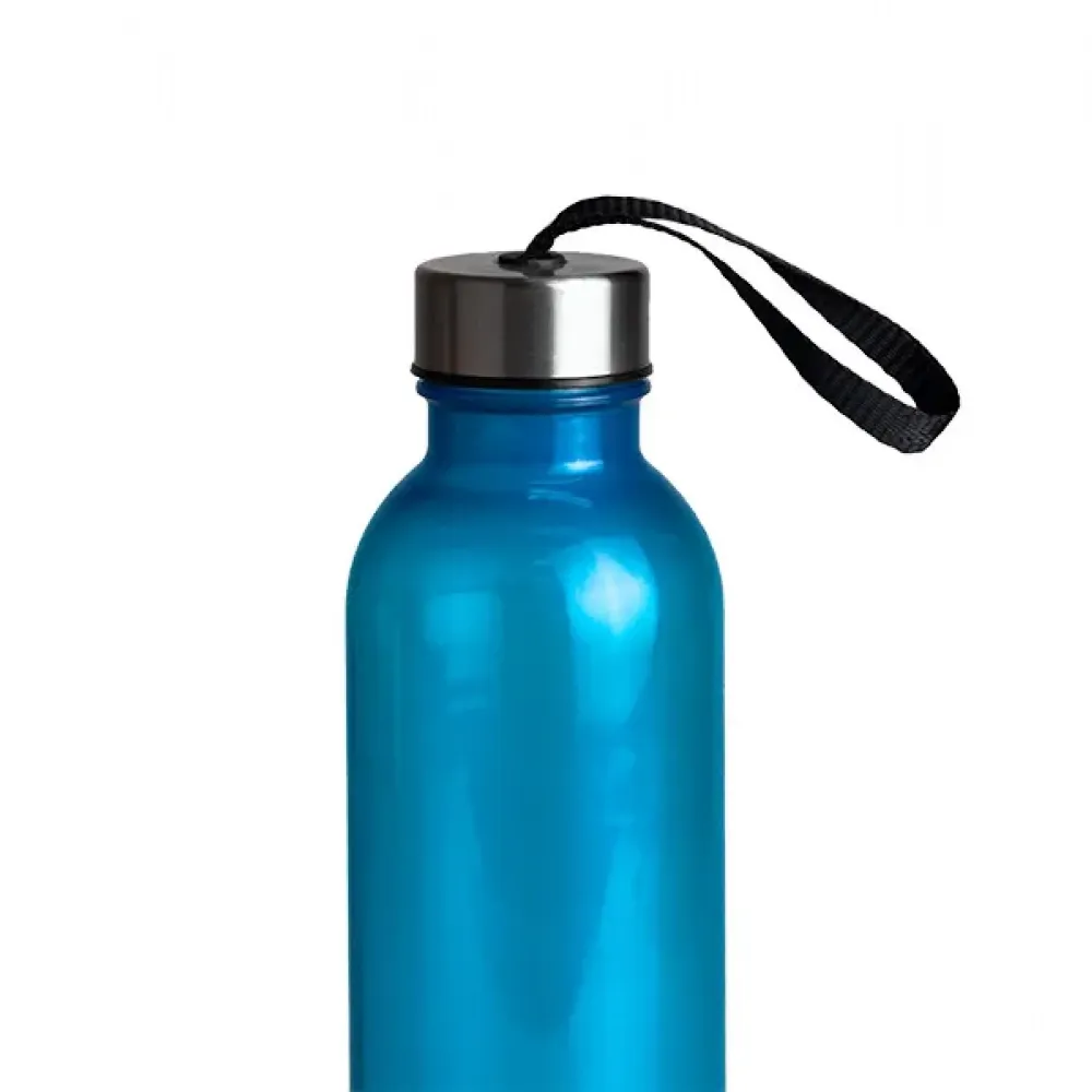 GARRAFA PLÁSTICA AZUL COM TAMPA EM INOX - 600ML