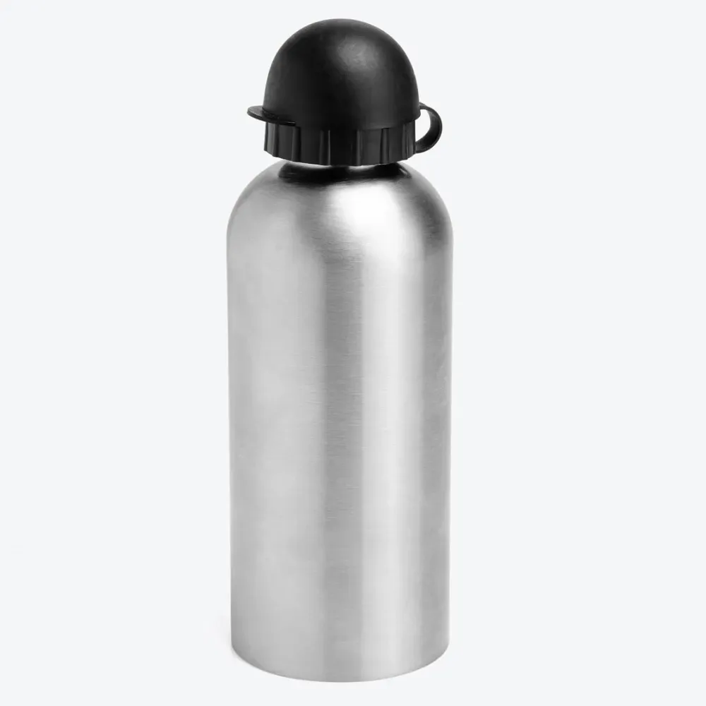 SQUEEZE EM AÇO INOX COM TAMPA PRETA - 600 ML