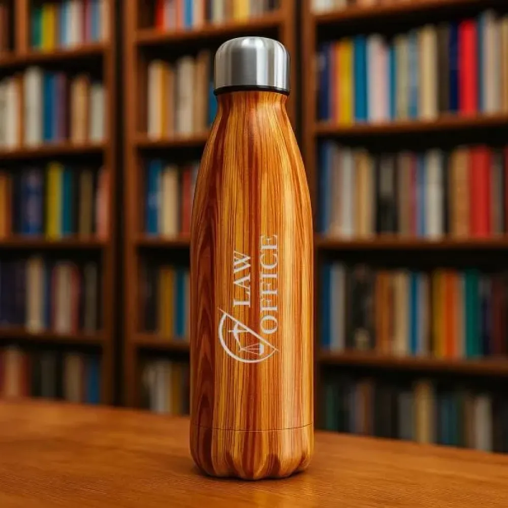 GARRAFA COM TAMPA EM AÇO INOX - AMADEIRADO - 750ML