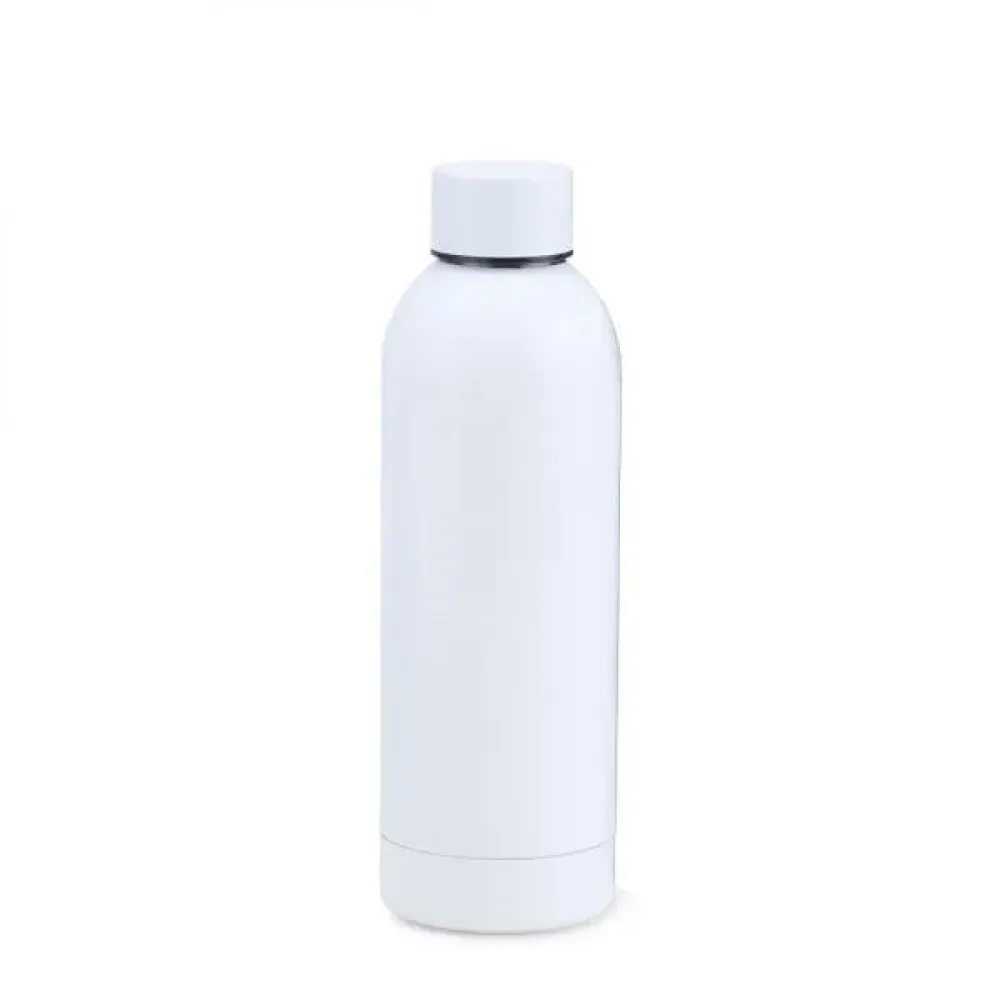GARRAFA EM INOX PAREDE DUPLA - BRANCA - 500 ML