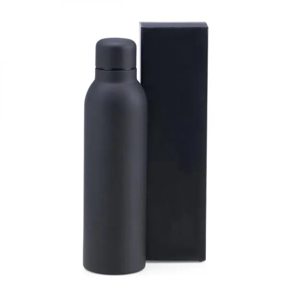GARRAFA EM INOX PAREDE DUPLA - PRETO - 470 ML-IS-01521
