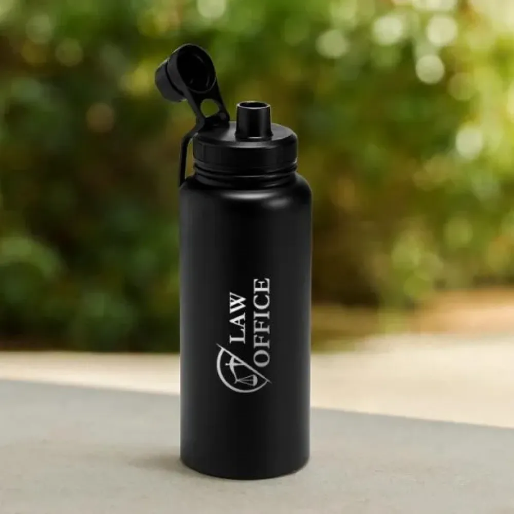 GARRAFA PAREDE DUPLA NA COR PRETA - 950 ML