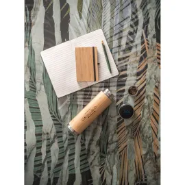 Miniatura de imagem do produto JOSHUA. Squeeze térmico em aço inox reciclado e bambu com termómetro digital 430 mL