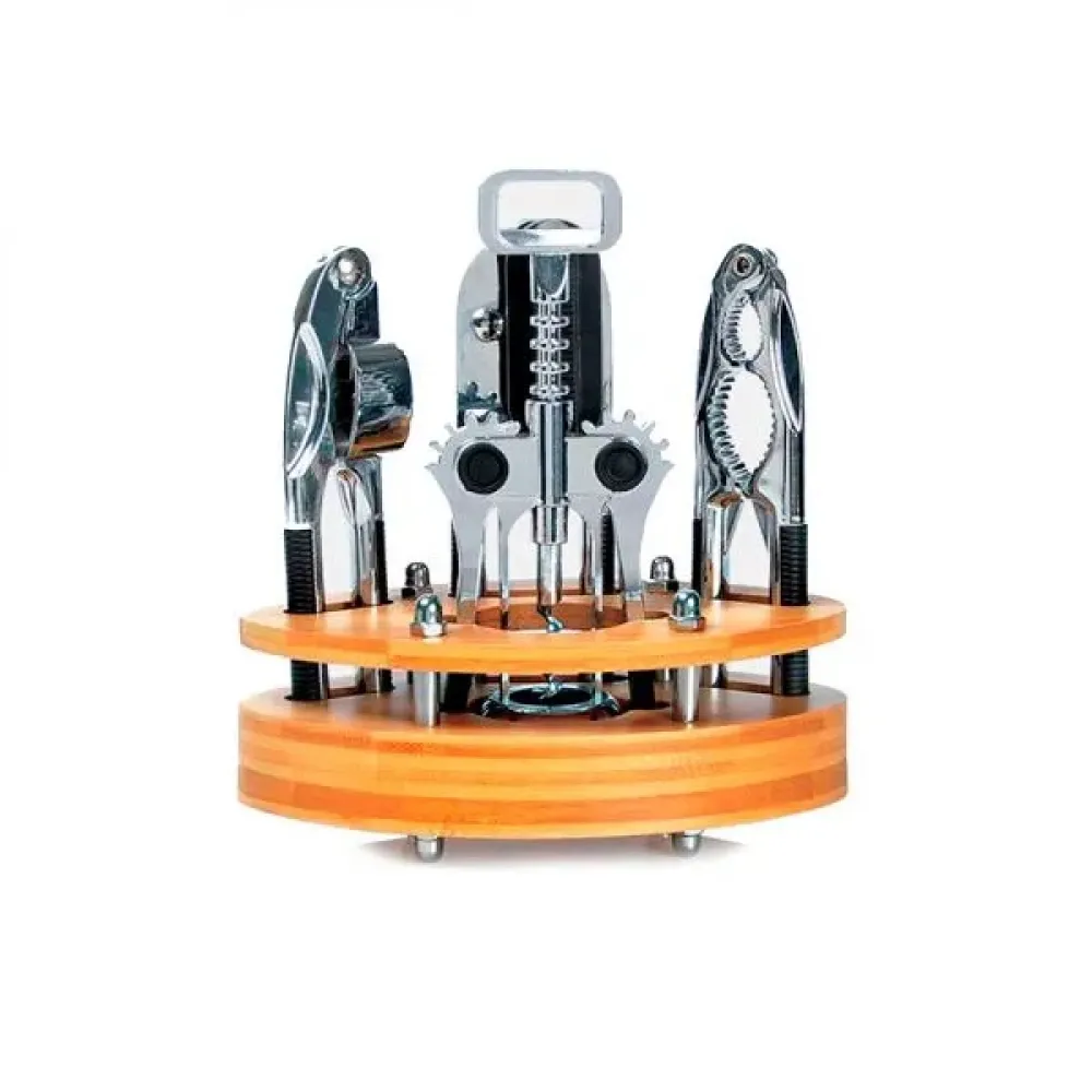 KIT DE UTENSÍLIOS COM BASE EM BAMBU - 5 PÇS