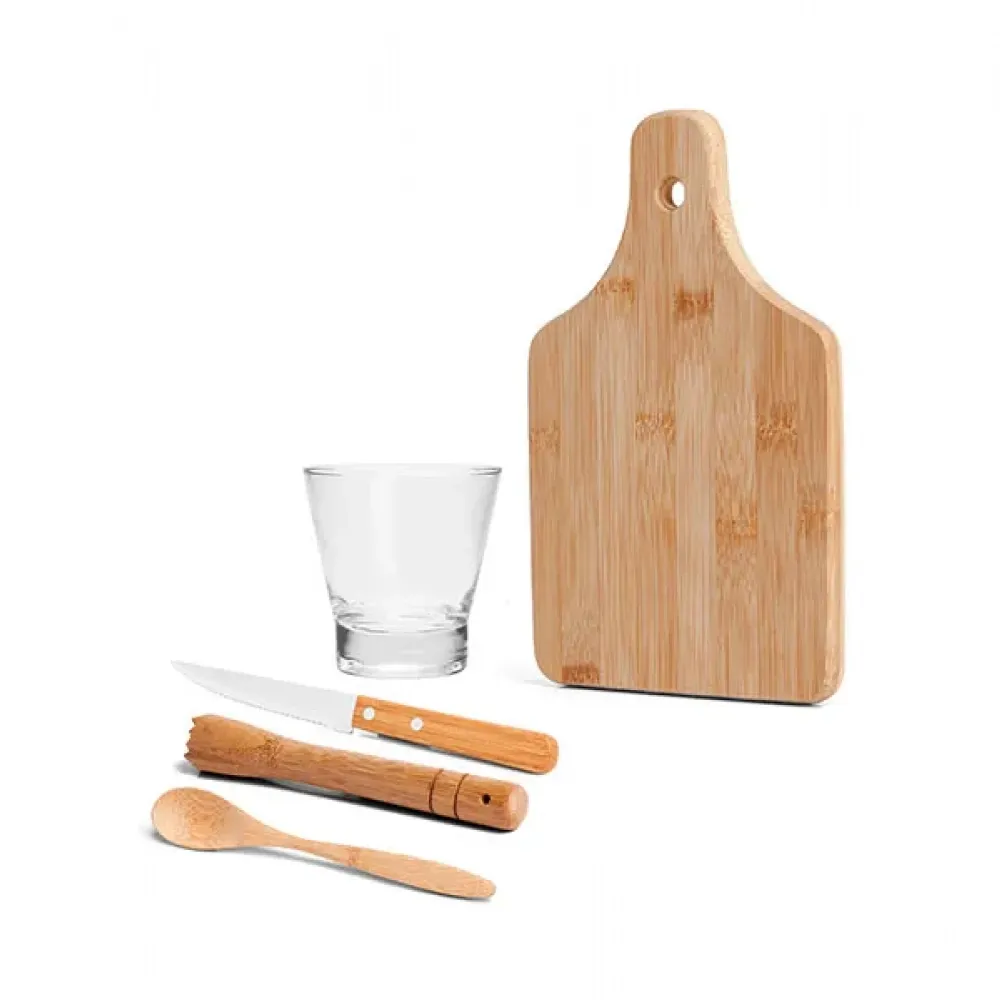 KIT PARA CAIPIRINHA EM BAMBU - 0,35 L - 5 PÇS-KC-00263