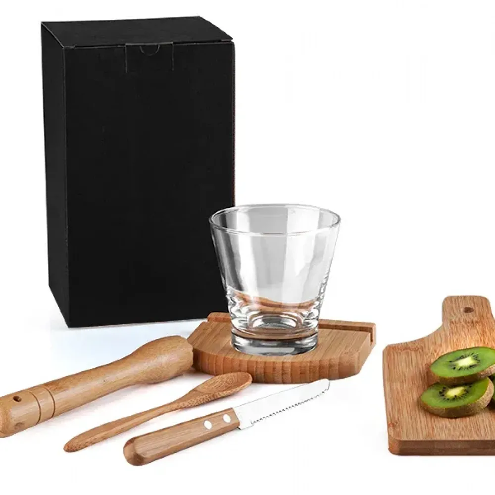 KIT PARA CAIPIRINHA EM BAMBU IBIZA - 0,35 L - 6 PÇS