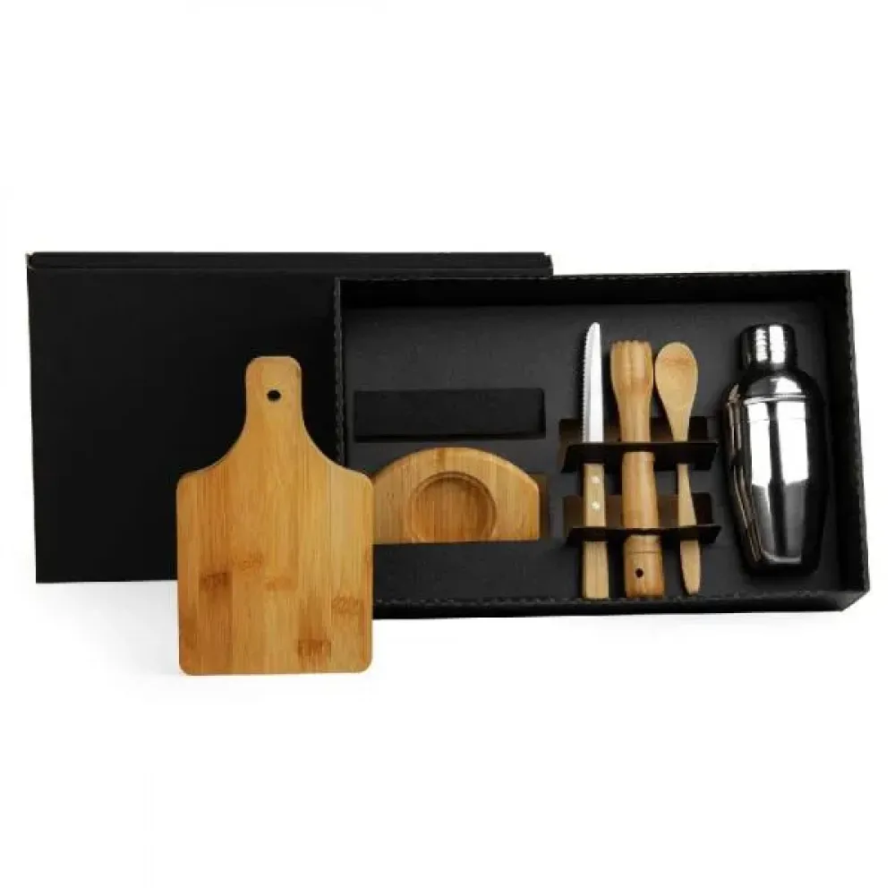 KIT PARA CAIPIRINHA EM BAMBU / MADEIRA - 0,35 L - 6 PÇS-KE-00423
