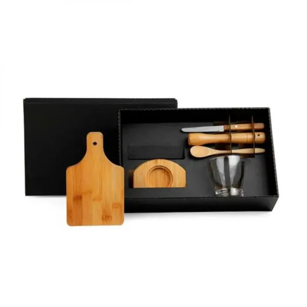 KIT PARA CAIPIRINHA EM BAMBU/MADEIRA - 0,35 L - 6 PÇS-KE-00463