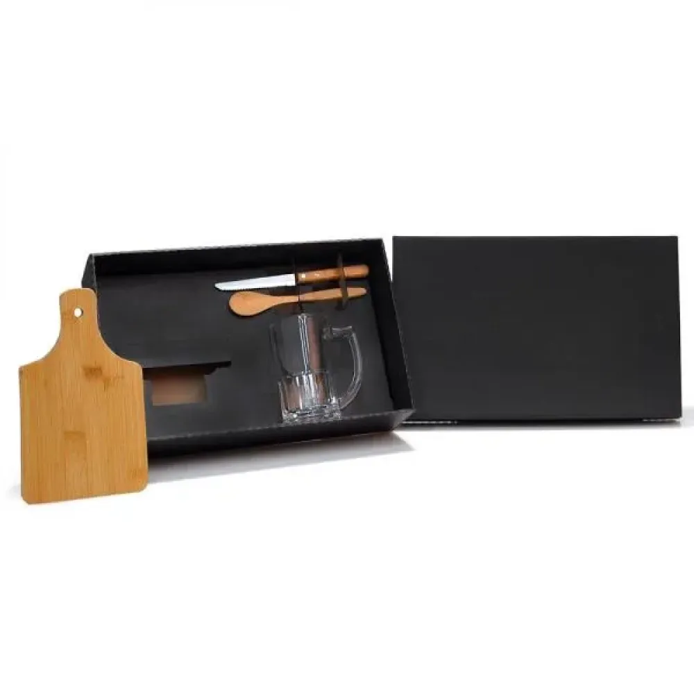 KIT PARA CAIPIRINHA E  CHOPP EM BAMBU / MADEIRA- 4 PÇS-KE-00543