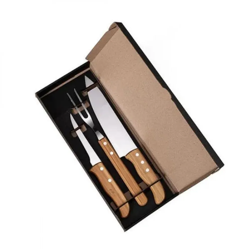 KIT DE FACAS COM TAMANHO 8 , 5  E GARFO - 3 PÇS