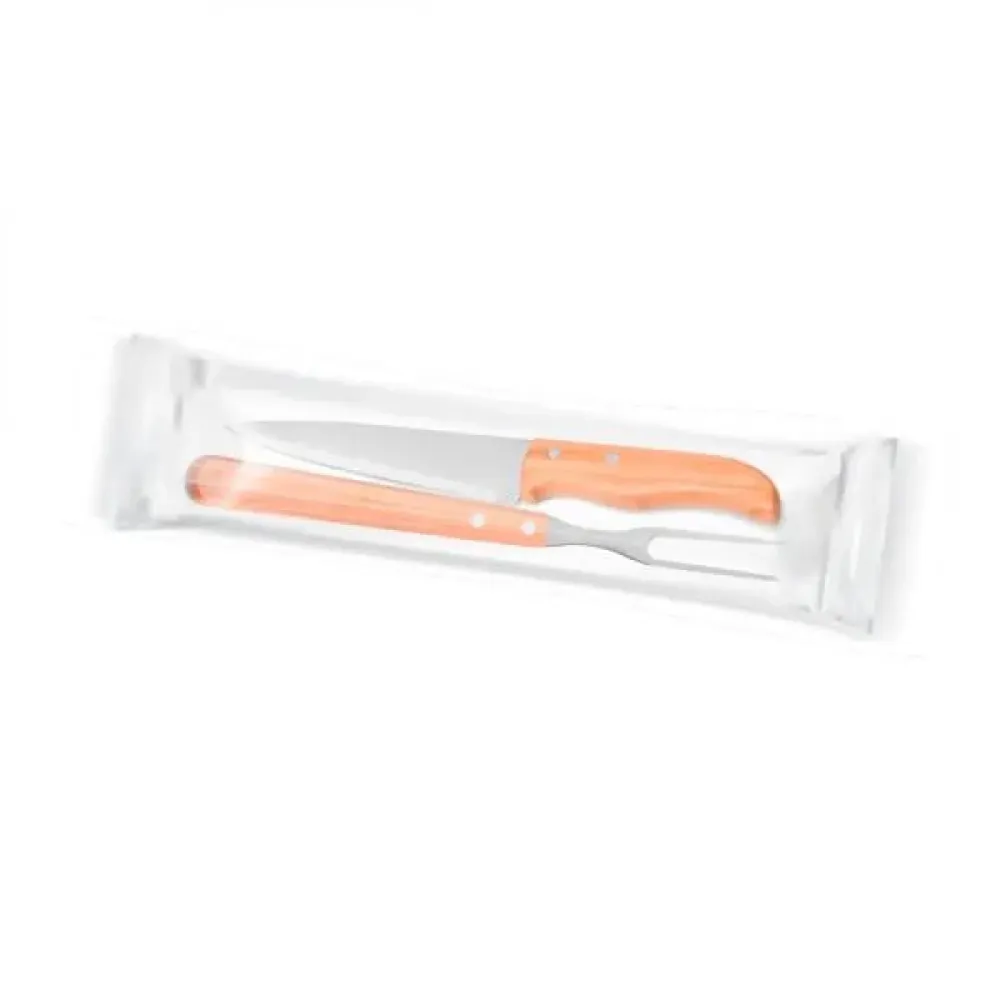 KIT DE GARFO E FACA 7   EM BAMBU / MADEIRA / INOX - 2 PÇS
