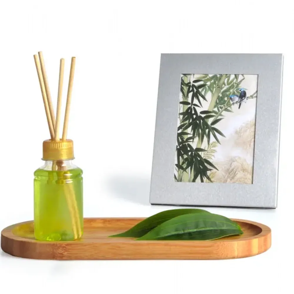 KIT BANDEJA, AROMATIZADOR E ACESSÓRIOS - 4 PÇS - BAMBU