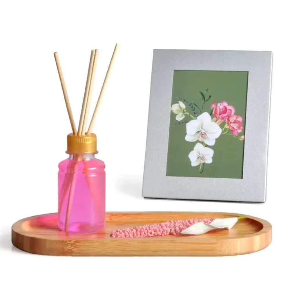 KIT BANDEJA, AROMATIZADOR E ACESSÓRIOS - 4 PÇS - ORQUÍDEA