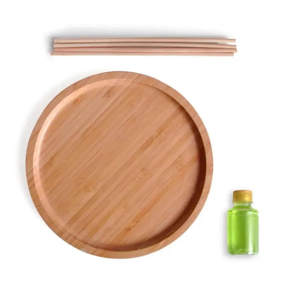 KIT BANDEJA E AROMATIZADOR - 2 PÇS - BAMBU