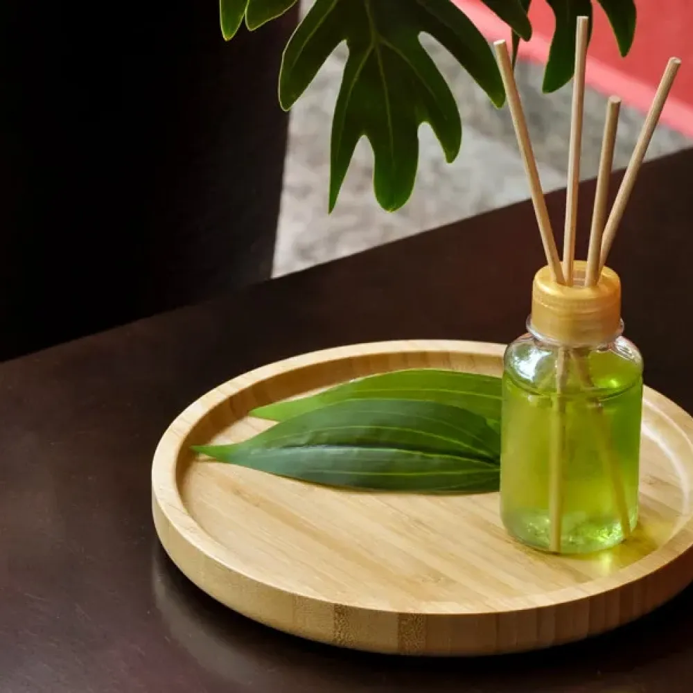 KIT BANDEJA E AROMATIZADOR - 2 PÇS - BAMBU