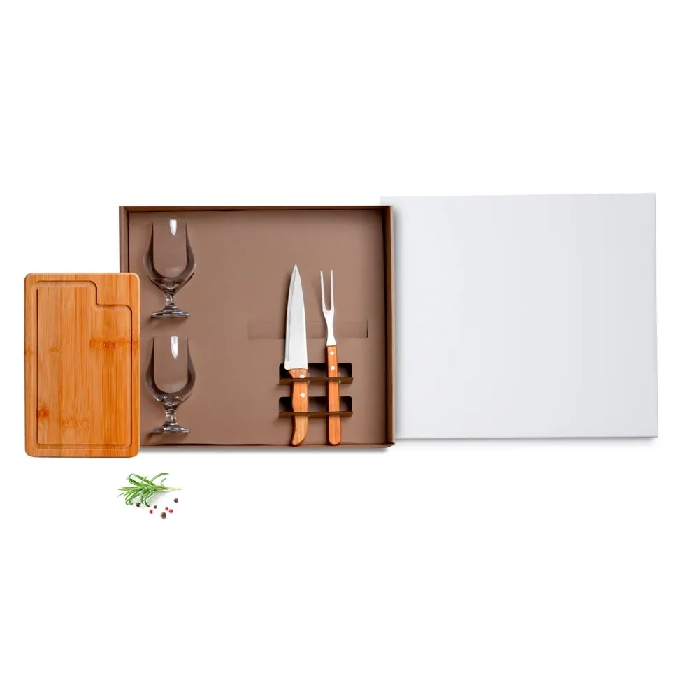 KIT CHURRASCO COM COPOS - 5 PÇS-KT-9015M-BCO