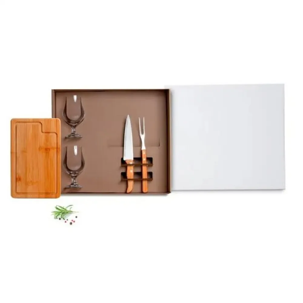 KIT CHURRASCO COM COPOS - 5 PÇS-KT-9015M-BCO