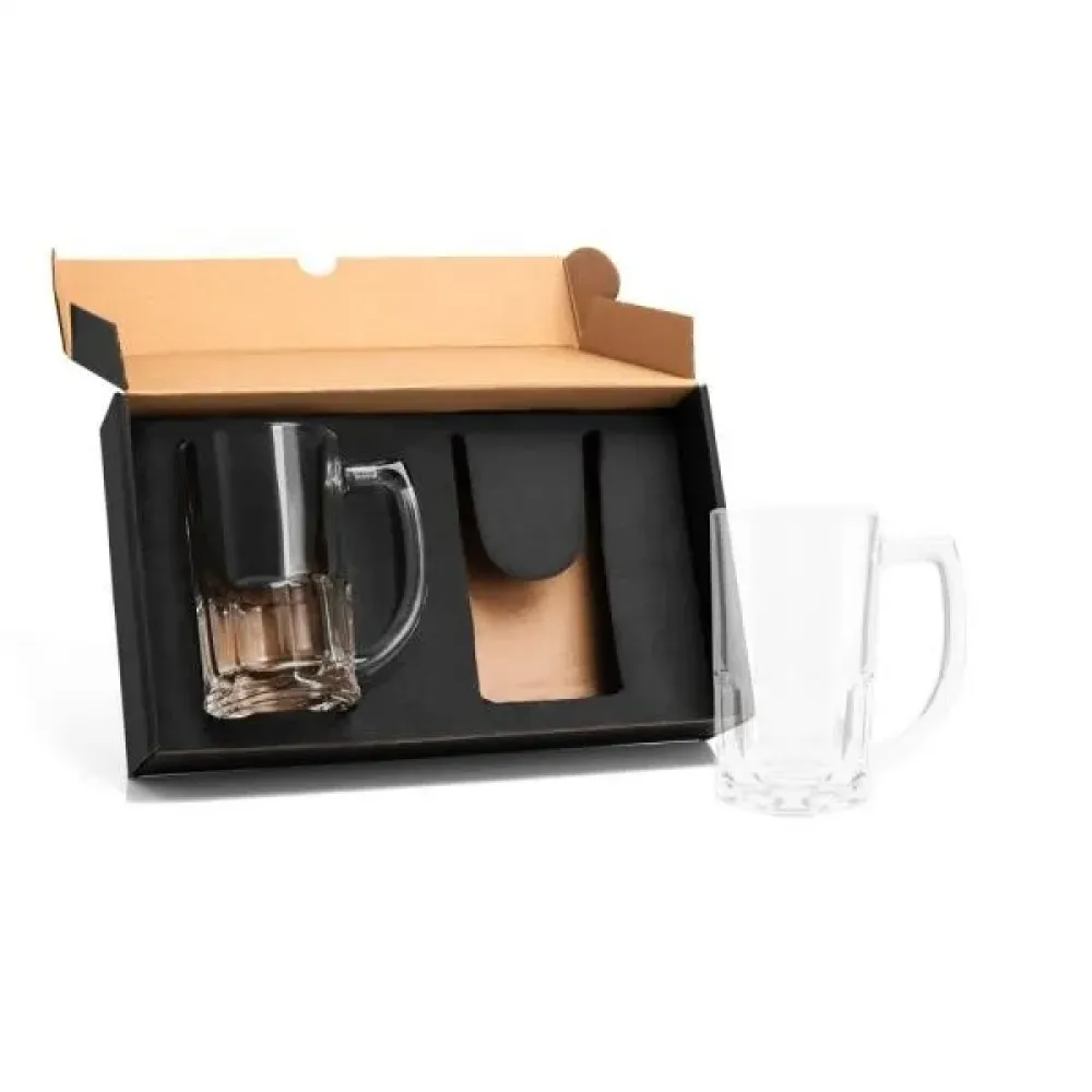 KIT COM CANECAS DE VIDRO PARA CHOPP DE 340 ML