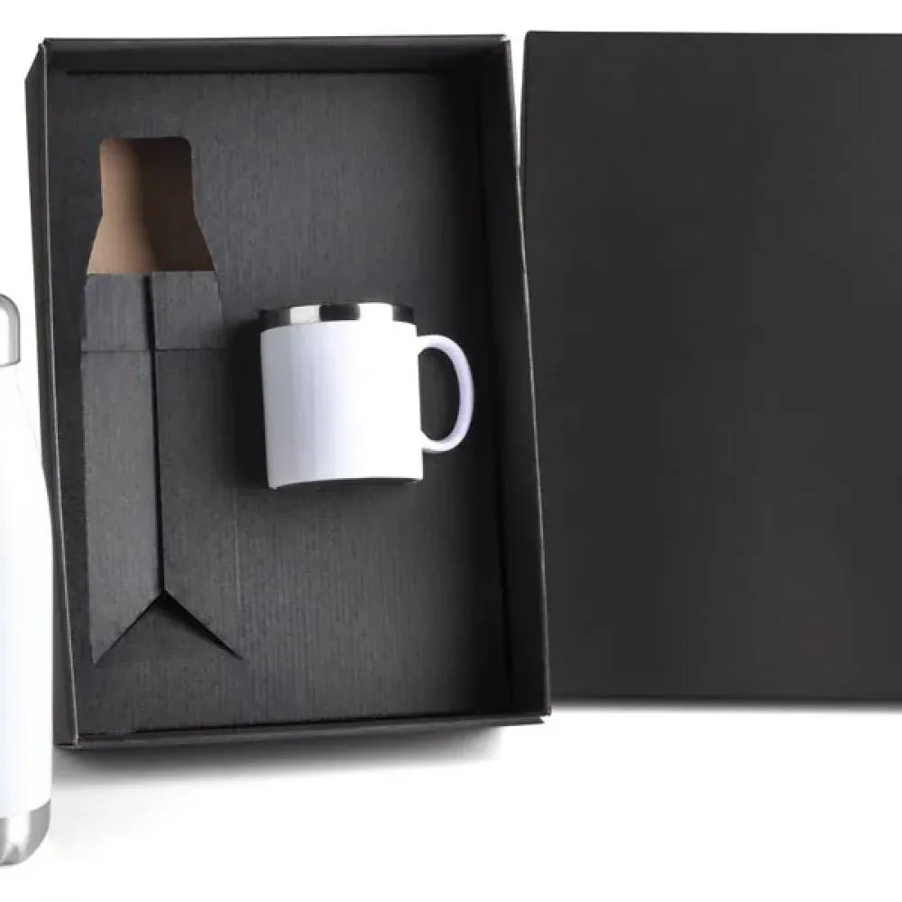 KIT COM GARRAFA E CANECA BRANCA-KT-90153