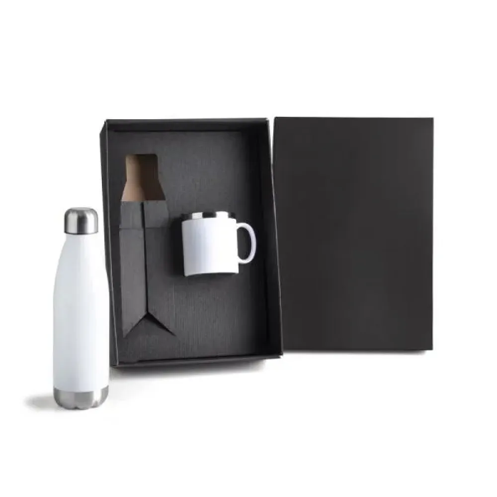 KIT COM GARRAFA E CANECA BRANCA-KT-90153