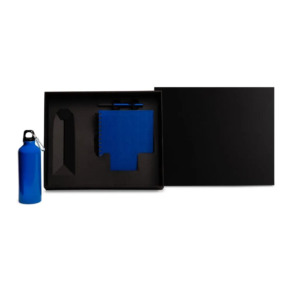 KIT COM SQUEEZE, CANETA E CADERNO - AZUL - 3 PÇS-KT-90354