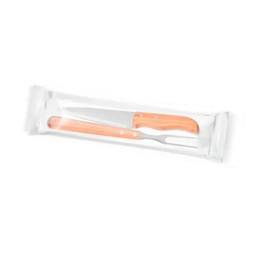 KIT DE GARFO E FACA 7 EM BAMBU / MADEIRA / INOX - 2 PÇS