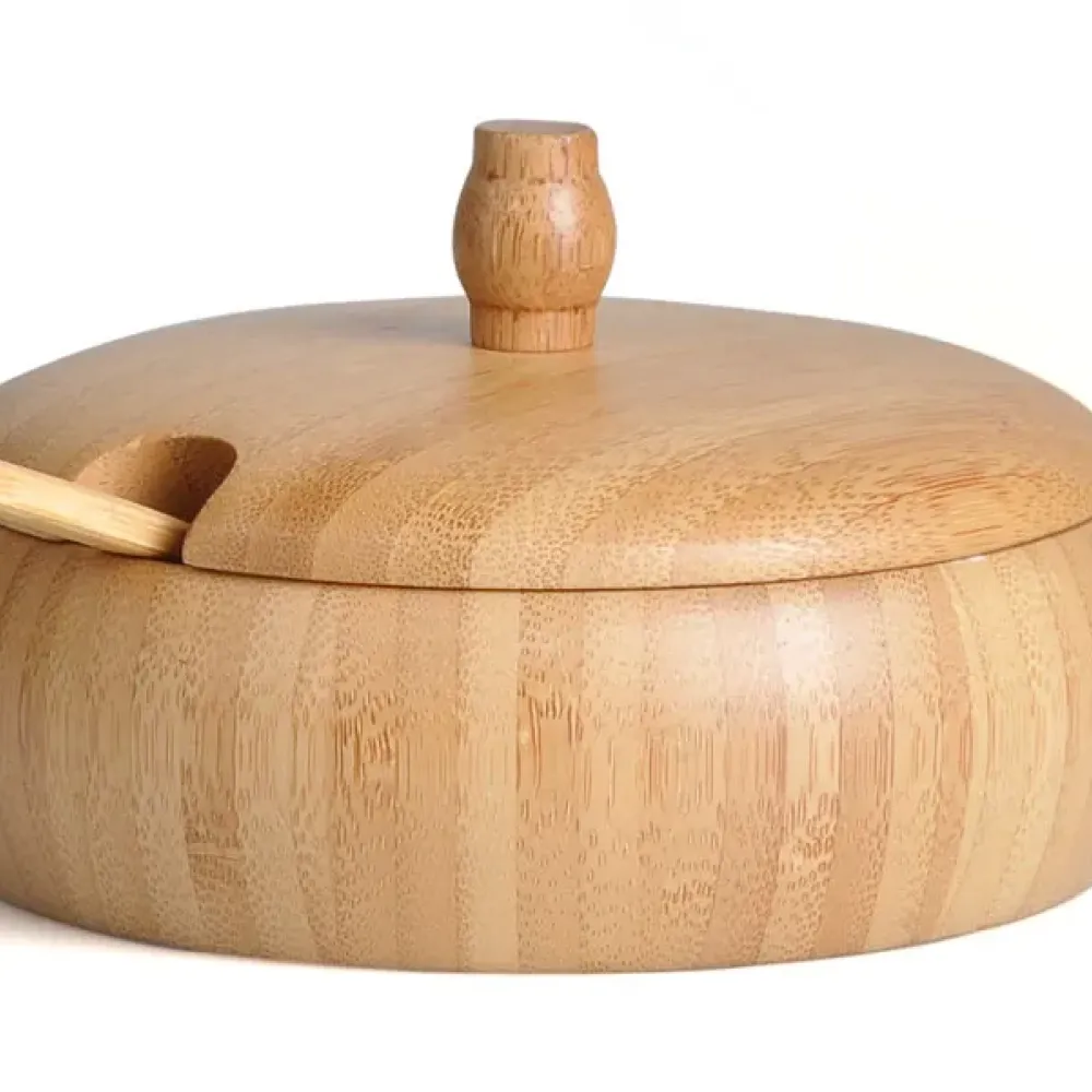 KIT FARINHEIRA E SALEIRO EM BAMBU - 3 PÇS