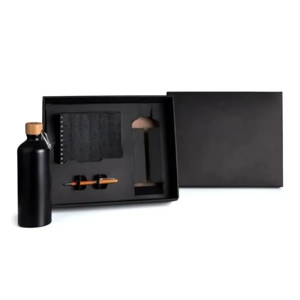 KIT GARRAFA, CADERNO E CANETA - 3 PÇS