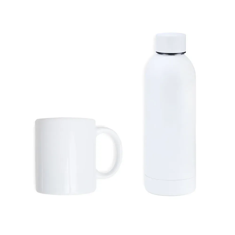 KIT GARRAFA E CANECA - BRANCO - 2 PÇS-KT-90360