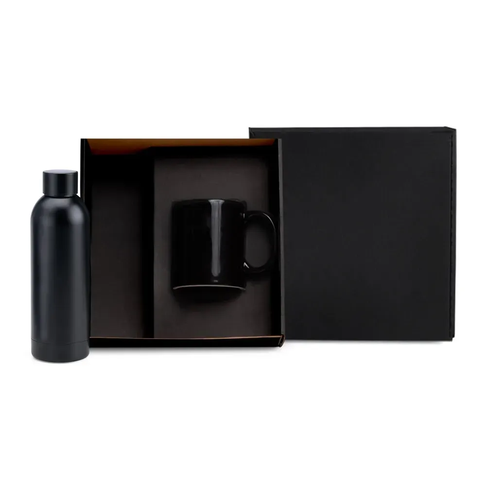 KIT GARRAFA E CANECA - PRETO - 2 PÇS-KT-90361