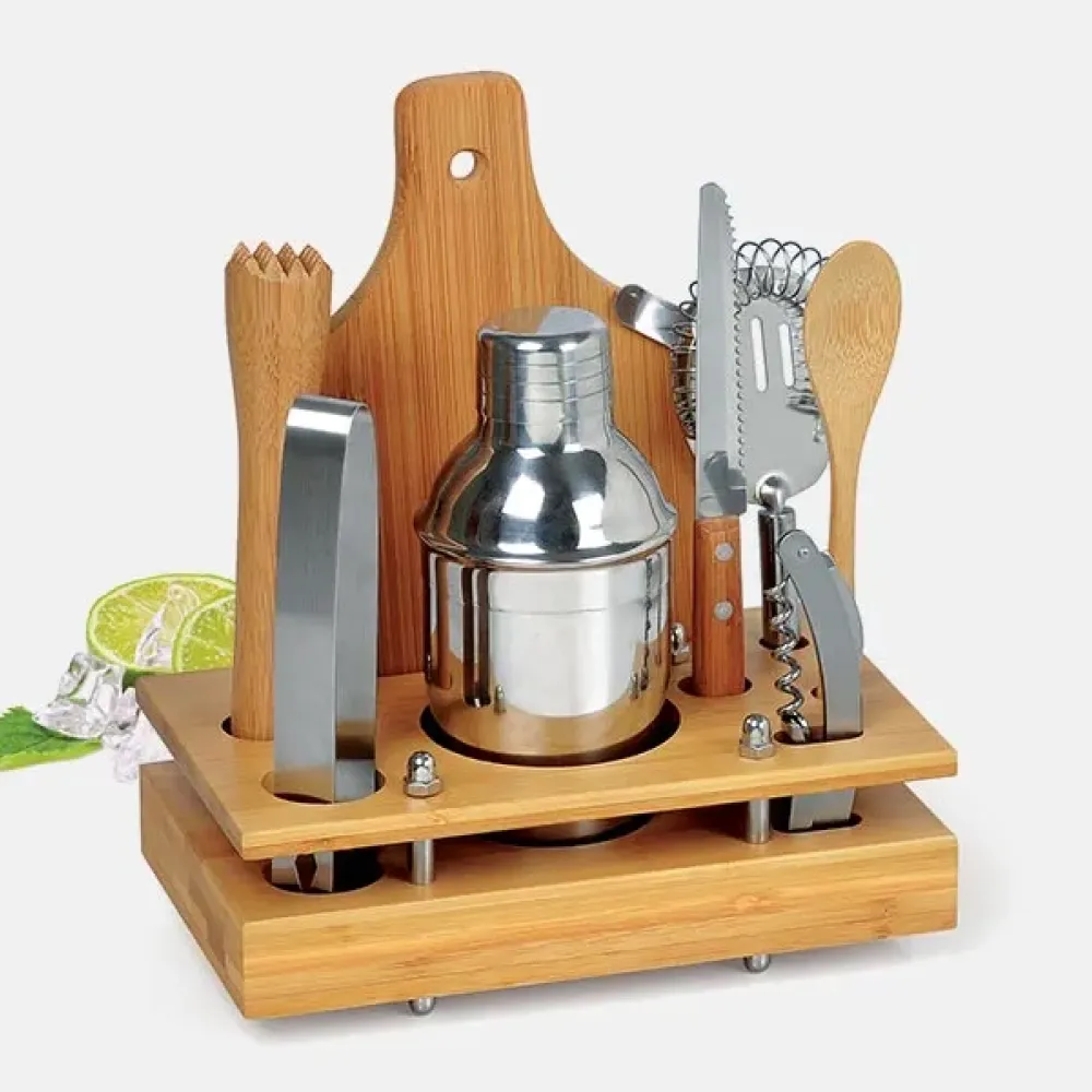 KIT PARA BAR EM INOX / BAMBU – 8 PÇS