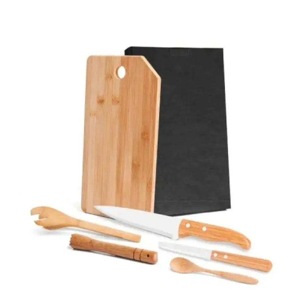 KIT PARA BAR EM MADEIRA / BAMBU MÔNACO - 6 PÇS-KB-00573