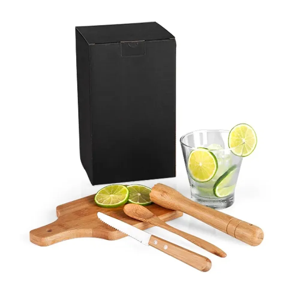 KIT PARA CAIPIRINHA EM BAMBU – 0,35 L – 5 PÇS