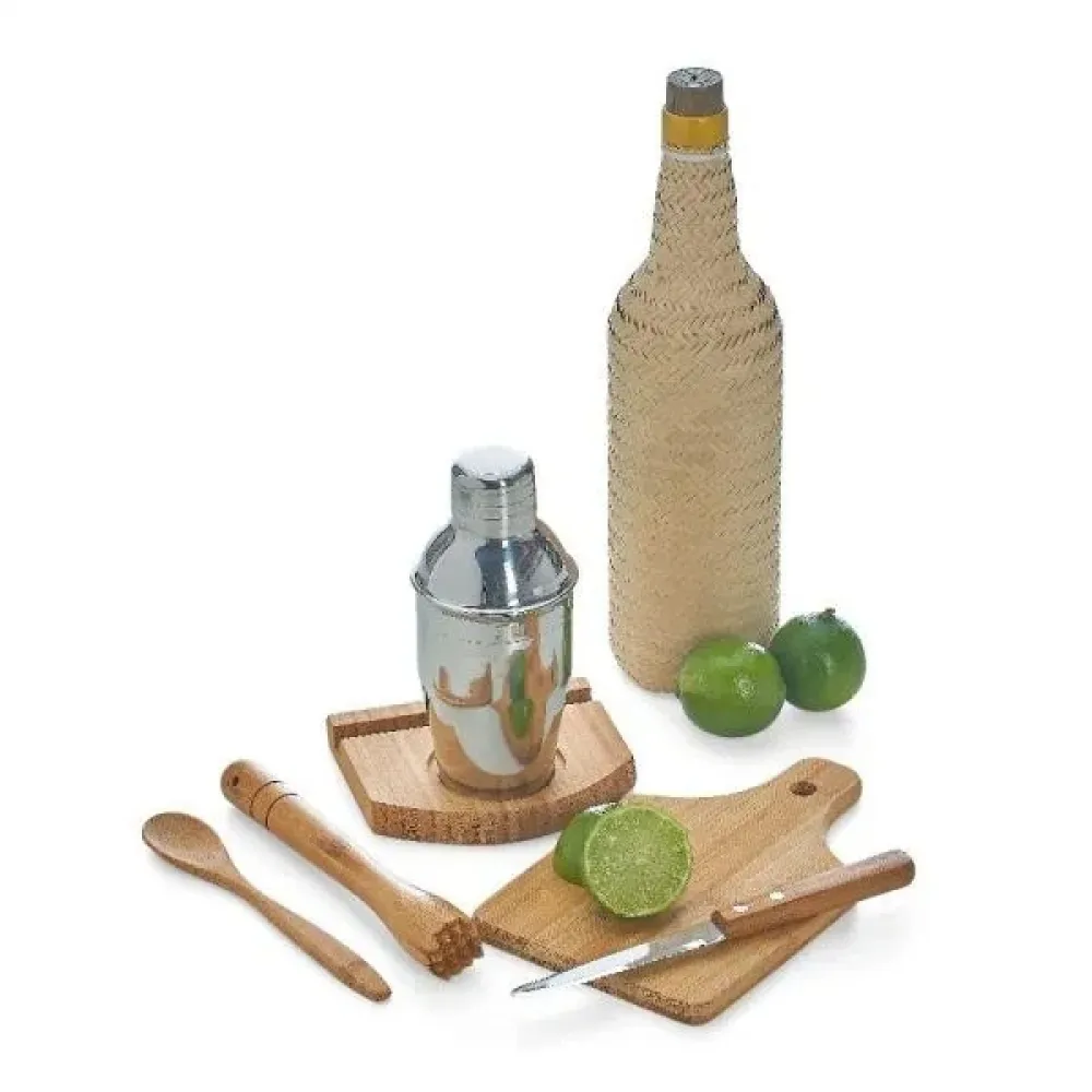 KIT PARA CAIPIRINHA EM BAMBU / MADEIRA - 0,35 L - 6 PÇS