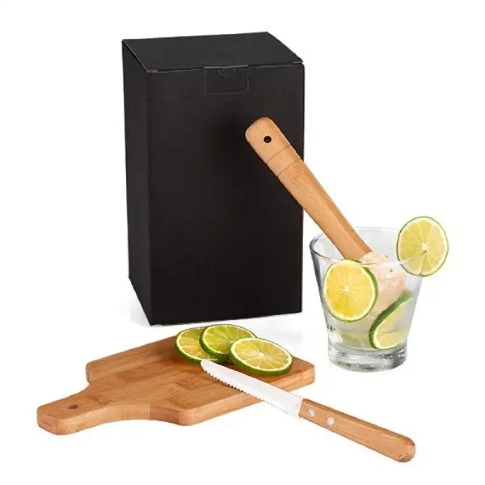 KIT PARA CAIPIRINHA EM BAMBU IBIZA - 0,35 L - 4 PÇS