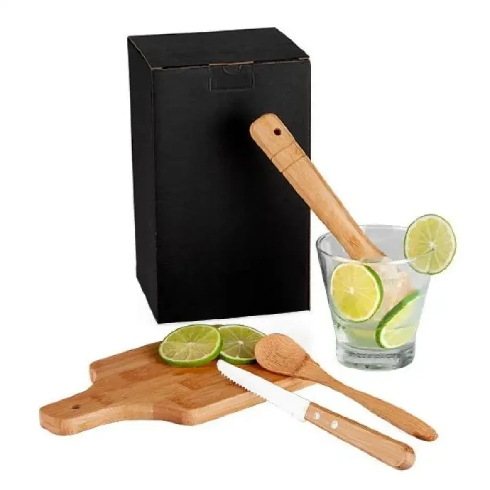 KIT PARA CAIPIRINHA EM BAMBU - 0,35 L - 5 PÇS